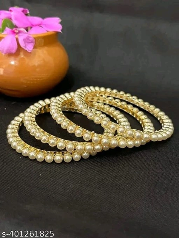 PEARLS WORK 4PCS GOLD PLATED BANGLES SETS - 2.4