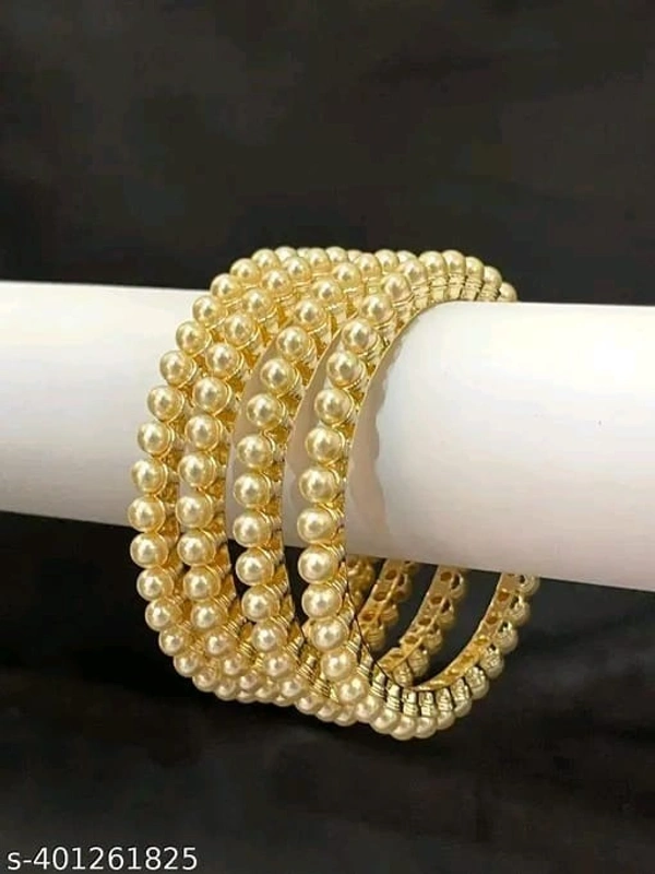 PEARLS WORK 4PCS GOLD PLATED BANGLES SETS - 2.4
