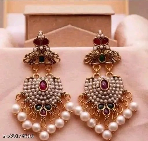 Traditional Jhumka Earrings Combo – Set of 2 Pairs | Ethnic Pearl & Kundan Design for Women & Girls - Free Size, Gold