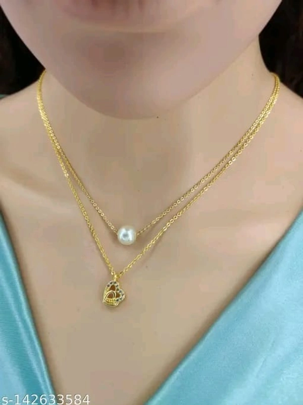 Gold Plated American Diamond Fancy Pendant Combo Chain.. - Free Size, Gold