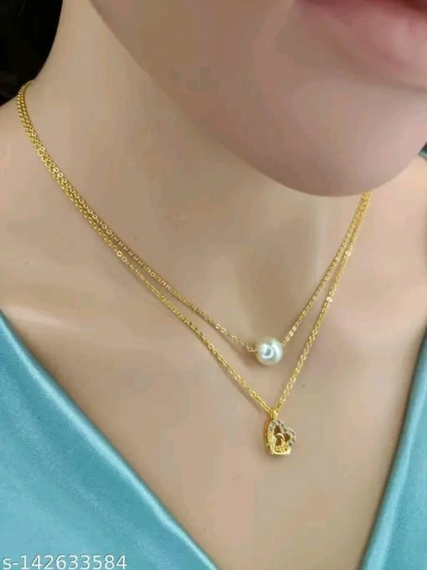 Gold Plated American Diamond Fancy Pendant Combo Chain.. - Free Size, Gold