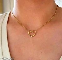 Gold Heart Shap Necklace Chain Fancy Micro Gold Plated Pendent Set For Girls And Women. Premium Stainless Steel Heart With Bow Pendant Necklace For Girls Gold-plated Plated Alloy, Stainless Steel Choker Pack Of 1 - Free Size, Gold