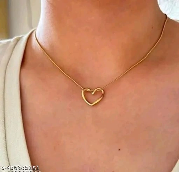 Gold Heart Shap Necklace Chain Fancy Micro Gold Plated Pendent Set For Girls And Women. Premium Stainless Steel Heart With Bow Pendant Necklace For Girls Gold-plated Plated Alloy, Stainless Steel Choker Pack Of 1 - Free Size, Gold