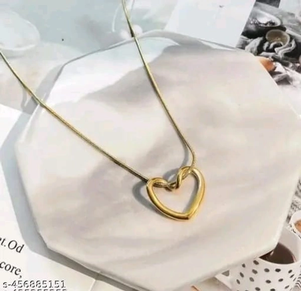 Gold Heart Shap Necklace Chain Fancy Micro Gold Plated Pendent Set For Girls And Women. Premium Stainless Steel Heart With Bow Pendant Necklace For Girls Gold-plated Plated Alloy, Stainless Steel Choker Pack Of 1 - Free Size, Gold