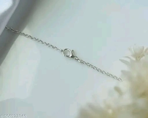 Beautiful Necklace Set of 4 Stylish trendy Silver plated American diamond charm pendant necklace for women and girls. | Accessories | Gift | Korean | Minimal | Neckpiece | Aesthetic Jewellery - Free Size, Silver