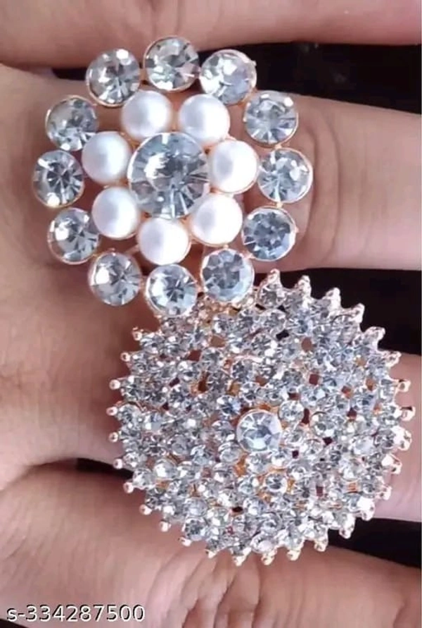 rings Fancy party wear women's rings combo pack of 3 - Free Size, Silver