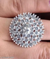 rings Fancy party wear women's rings combo pack of 3 - Free Size, Silver