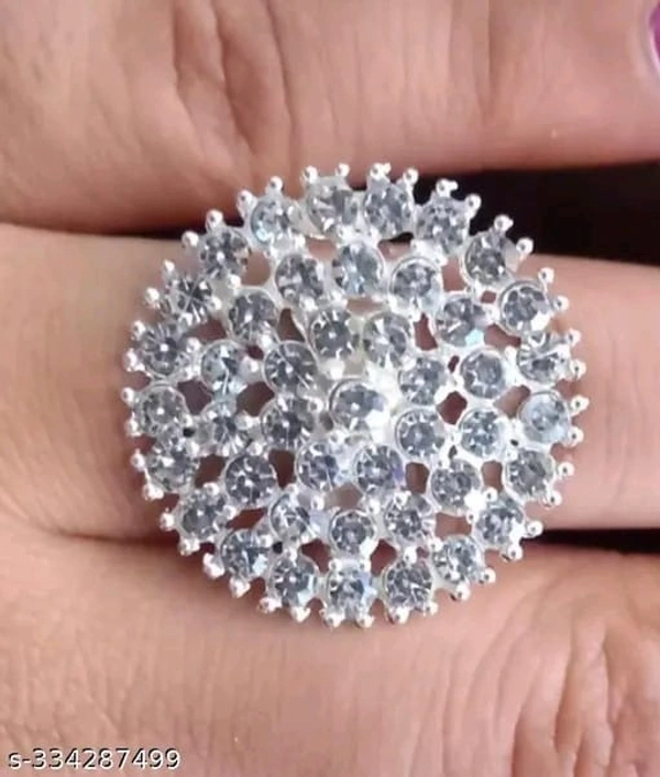 rings Fancy party wear women's rings combo pack of 3 - Free Size, Silver