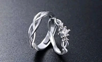 Adjustable Couple Rings Set | Women Rings | Gifts For Couple | Silver Polished MEn Rings | RIngs For Her - Free Size, Silver