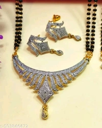 Combo Of 3 Stylish Silver Plated Ad Mangalsutra with Earring - Free Size, siloriya