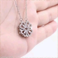 TheVineGirl Rosegold-plated Multi Wearing Clover Open Hearts Magnetic Pendant Necklace For Girls And Women - Free Size, Gold