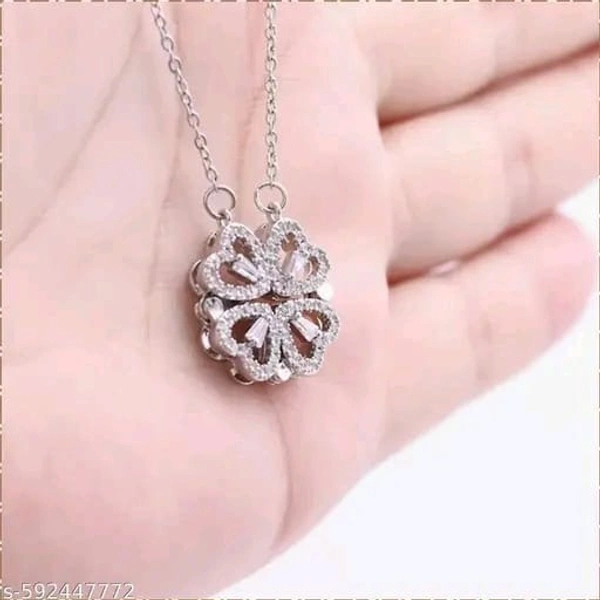 TheVineGirl Rosegold-plated Multi Wearing Clover Open Hearts Magnetic Pendant Necklace For Girls And Women - Free Size, Gold