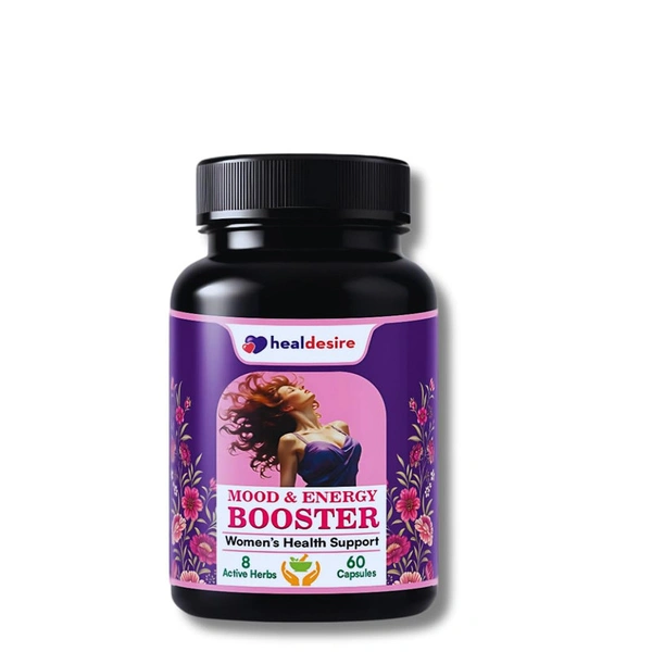 HealDesire Women's Health- Mood & Energy Booster | Improves Mood, Boosts Energy | Ayush Approved Ayurvedic | 8 Active Herbs- Natural, Safe | Vegetarian 60 Caps