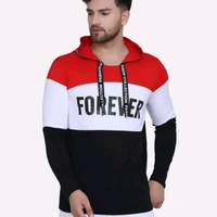 Stylish Hoodie T-shirts - white & Red, S (Chest Size: 38 in, Length Size: 27 in) 