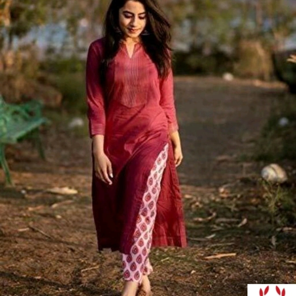 Kurti With Pajama Set - M (Bust Size: 38 in) 