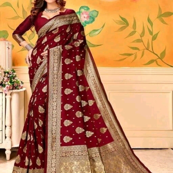 Banarasi Silk Sari - Sizes: Free Size (Saree Length Size: 5.5 m, Blouse Length Size: 0.9 m) 