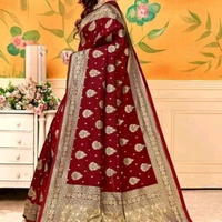 Banarasi Silk Sari - Sizes: Free Size (Saree Length Size: 5.5 m, Blouse Length Size: 0.9 m) 