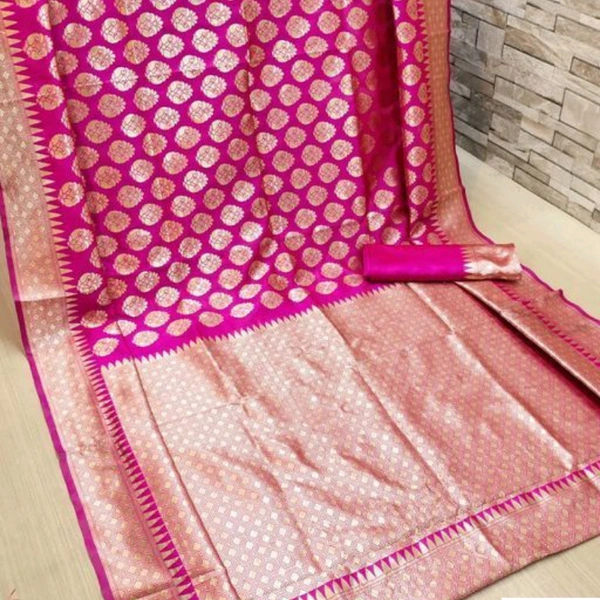 Beautiful Banarasi Silk SareeSaree - Pink