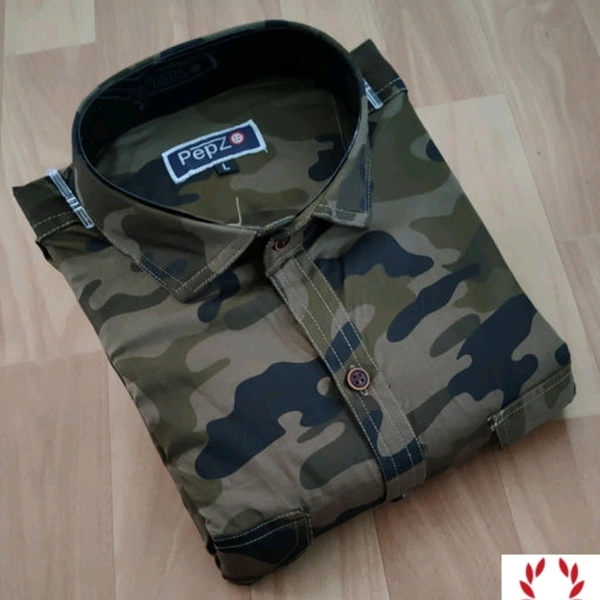 Cotton Army Designed Shirt - XL (Chest Size: 45 in, Length Size: 30 in) , Green
