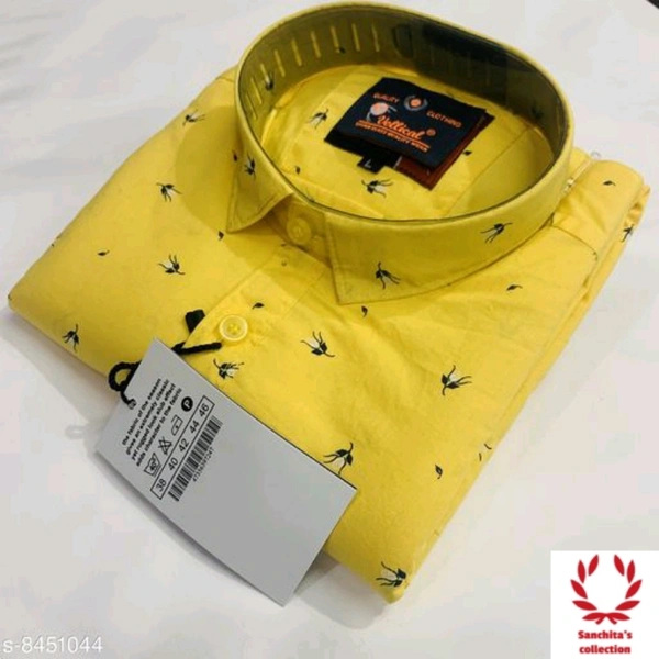 PRINTED Cotton SHIRT - L (Chest Size: 41 in Length Size: 30 in), Yellow
