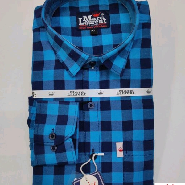 Check Printed Cotton Shirt - light blue,  L (Chest Size: 44 in, Length Size: 30 in)