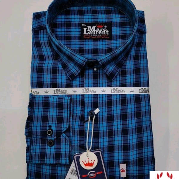 Check Printed Cotton Shirt - XL (Chest Size: 46 in, Length Size: 31 in), Deep Blue