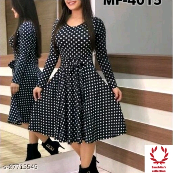 Stylish Short Dress - S (Bust Size: 38 in, Size Length: 40 in)
