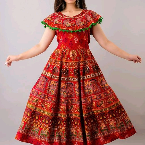 Long Cotton Gown - XXL (Bust Size: 46 in, Length Size: 50 in, Waist Size: 44 in, Hip Size: 48 in, Shoulder Size: 17 in)
