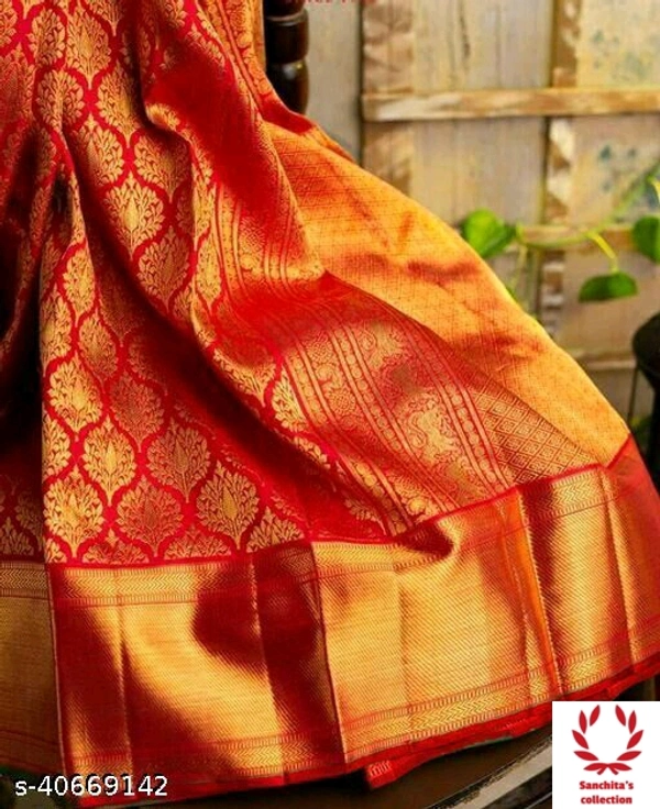 Litchi Silk Sari - Free Size (Saree Length Size: 5.5 m, Blouse Length Size: 0.8 m) 