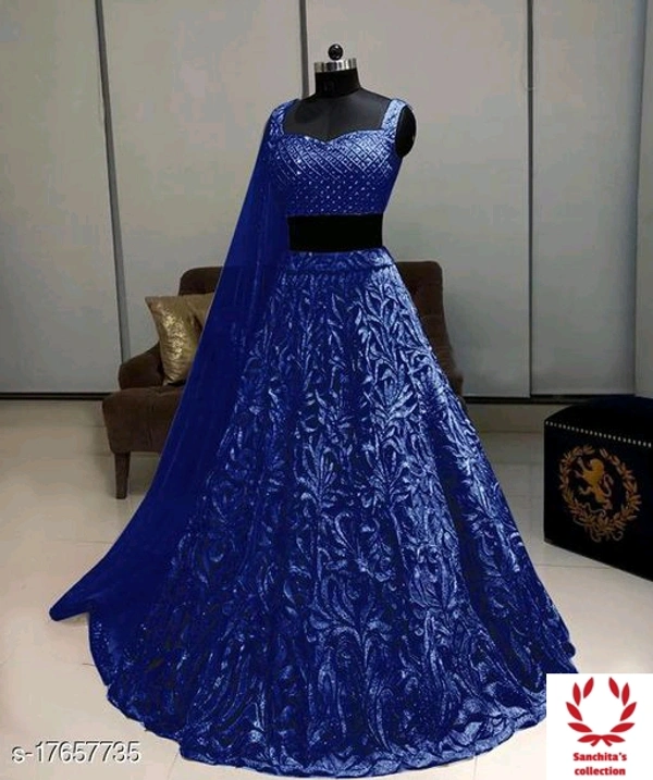 Stylish Lehenga - semi stitched (Lehenga Waist Size: 44 in, Lehenga Length Size: 42 in, Duppatta Length Size: 2.1 m) ,  Blue