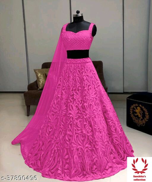 Chhabra 555 Pink & Golden Sequinned Made to Measure Lehenga & Choli with  Dupatta Price in India, Full Specifications & Offers | DTashion.com
