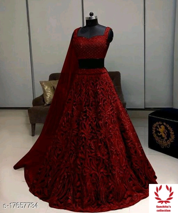 Stylish Lehenga - Semi Stitched (Lehenga Waist Size: 44 in, Lehenga Length Size: 42 in, Duppatta Length Size: 2.1 m) 