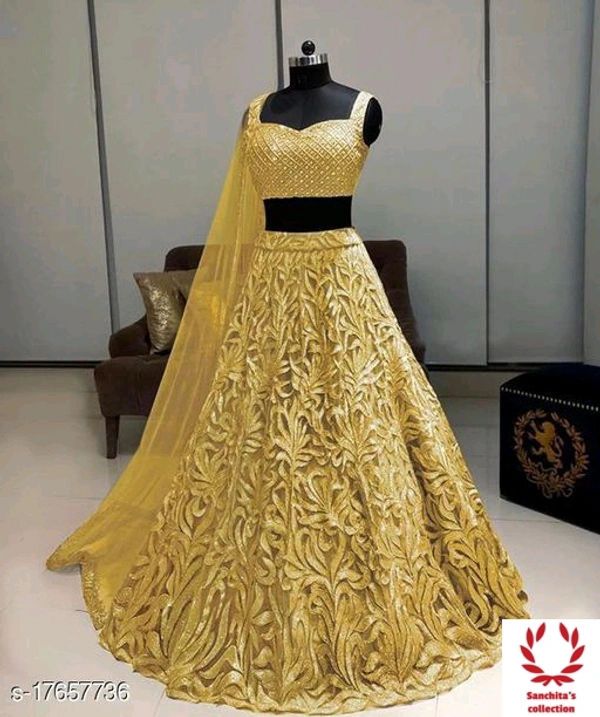 Stylish Lehenga - Semi Stitched (Lehenga Waist Size: 44 in, Lehenga Length Size: 42 in, Duppatta Length Size: 2.1 m) 