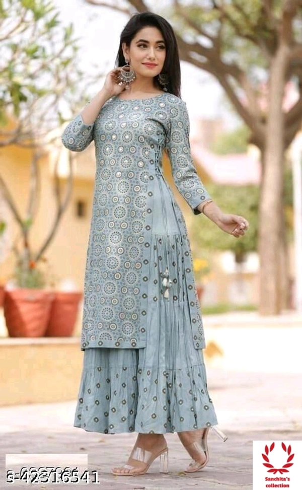 Stylish Two Piece Designed Gowns - M (Bust Size: 38 in, Size Length: 48 in)