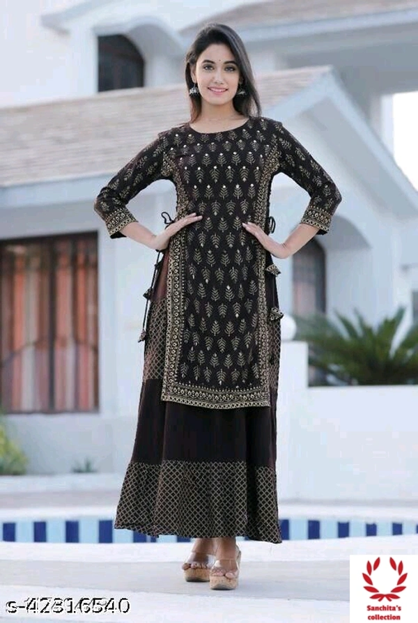 Stylish Two Piece Designed Gown -  XXL (Bust Size: 44 in, Size Length: 48 in) 