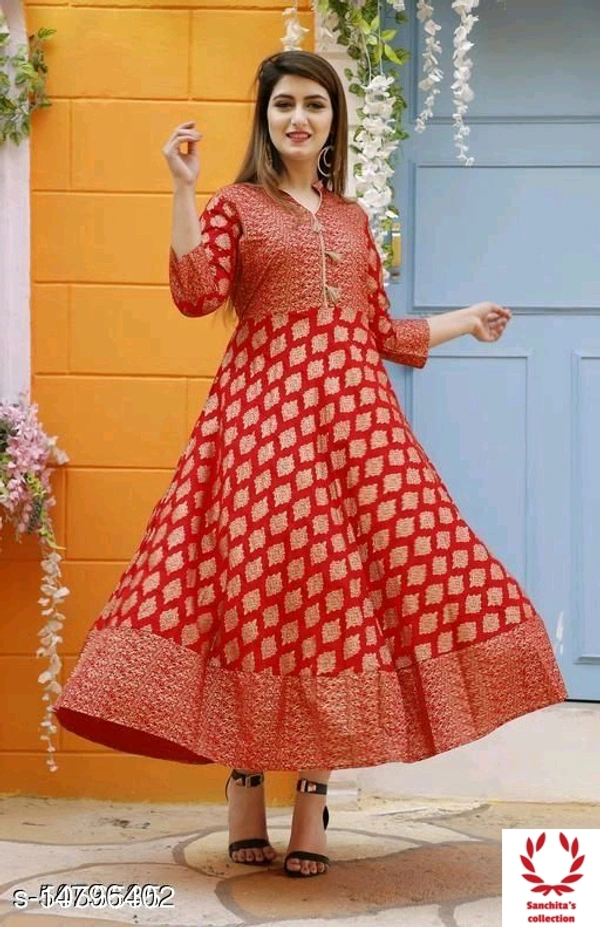 Stylish Rayon Long Gown - M (Bust Size: 38 in) 