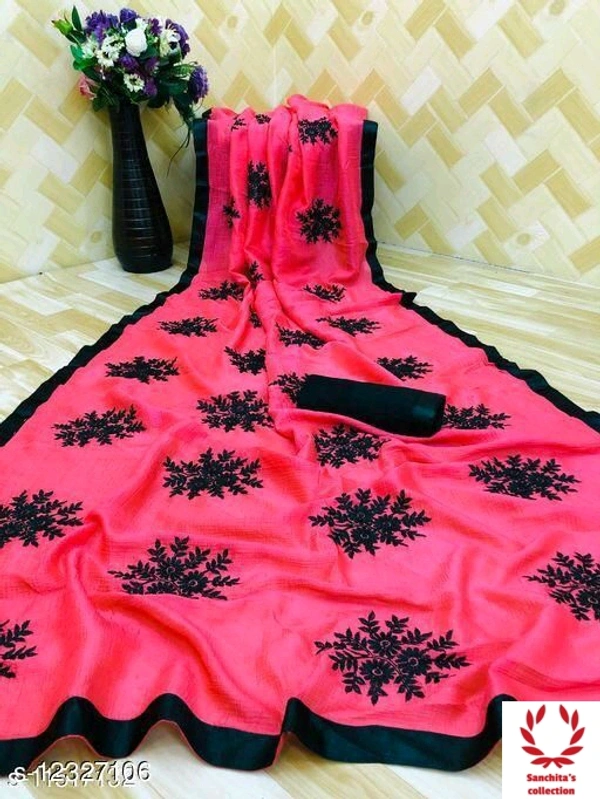 Stylish Georgette Sari - pink, Free Size (Saree Length Size: 5.5 m, Blouse Length Size: 0.8 m)