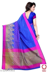 Benarasi Silk Sari - Free Size (Saree Length Size: 5.3 m, Blouse Length Size: 0.8 m) 