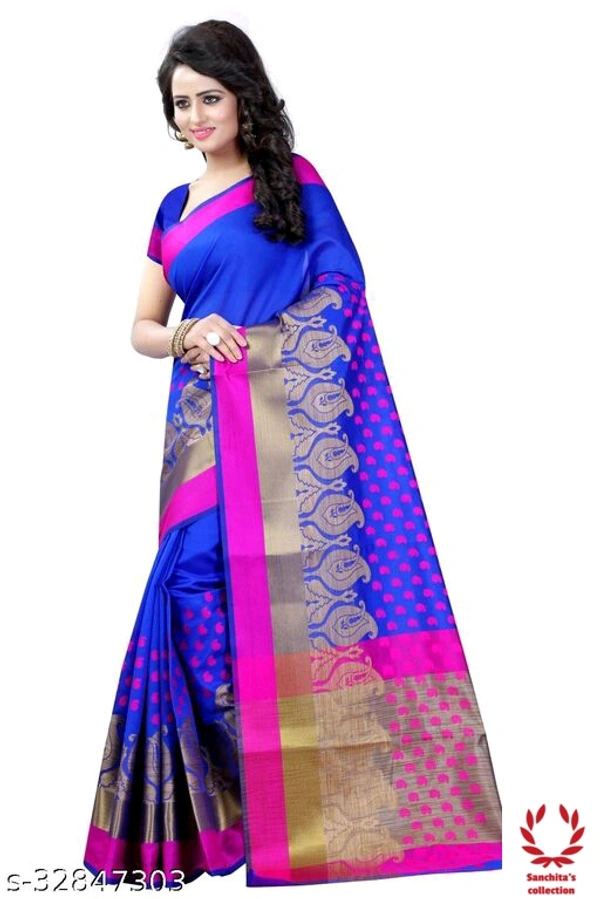 Benarasi Silk Sari - Free Size (Saree Length Size: 5.3 m, Blouse Length Size: 0.8 m) 