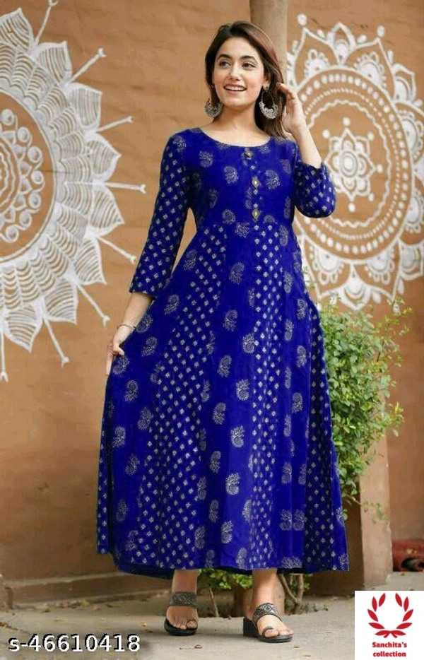 Stylish Long Printed Gowns - S (Bust Size: 36 in, Size Length: 50 in)