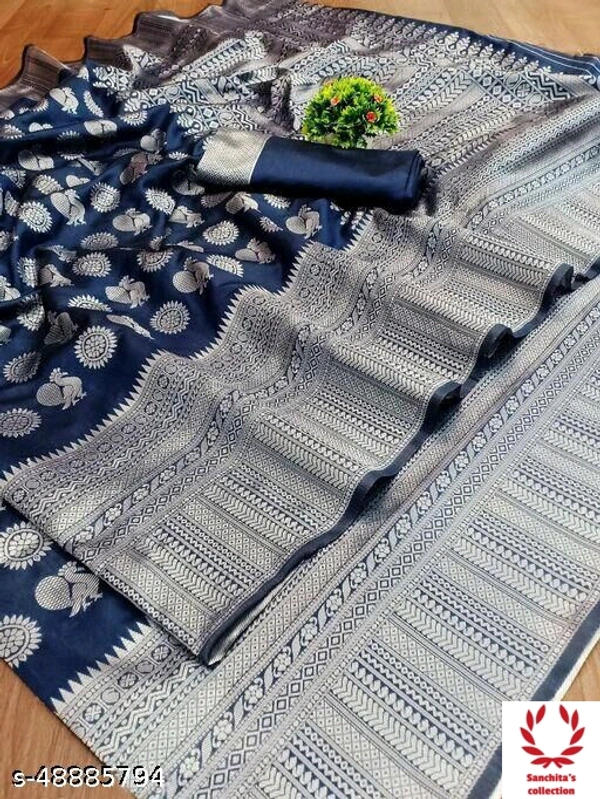 Benarasi Silk Sari - Free Size (Saree Length Size: 5.5 m, Blouse Length Size: 0.8 m)