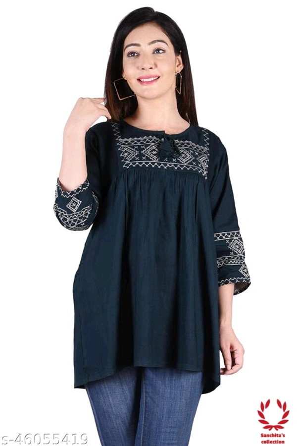 Stylish Rayon Top - XXL (Bust Size: 44 in) 