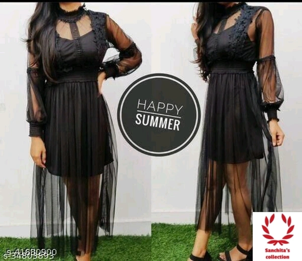 Stylish Net Embroidery Dress - L ( Bust size - 38)