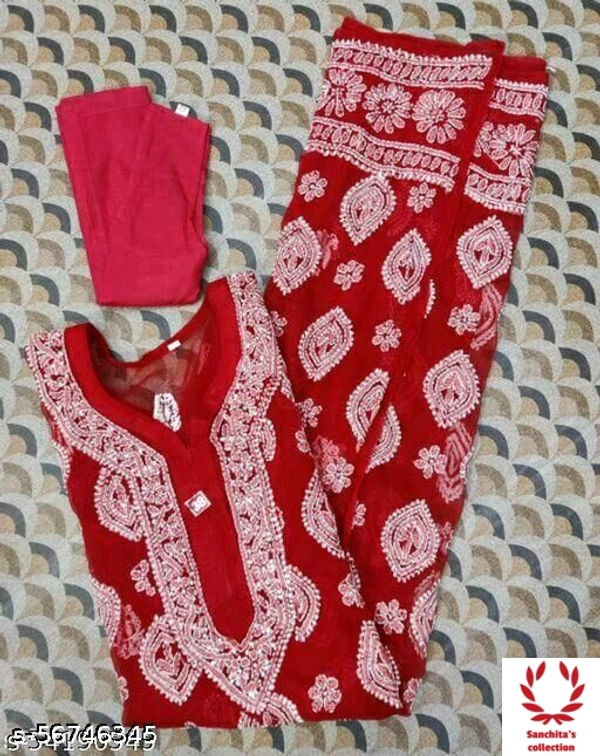 Chikankari Kurti Set  - XL (Bust Size: 42 in, Size Length: 46 in) 