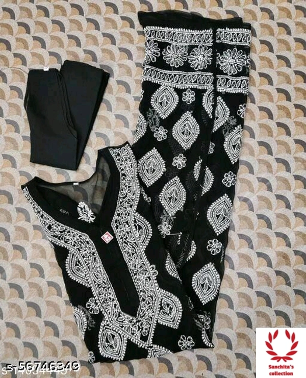 Chikankari Kurti With Inner Set - XXL (Bust Size: 44 in, Size Length: 46 in)