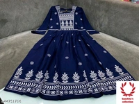 Stylish Long Gown ( Dark Blue ) - M (Bust Size: 38 in, Size Length: 50 in) 