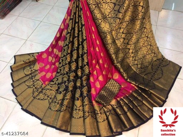 Kanjivaram Silk Sari - pink with golden