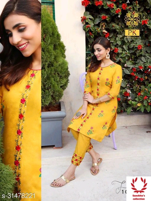 Kurti With Pajama Set - S