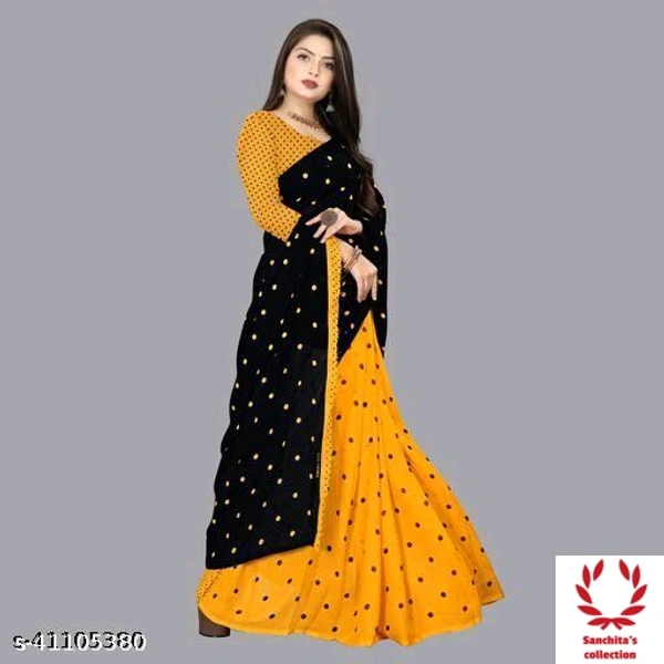 Stylish Georgette Saree - Free Size (Saree Length Size: 5.2 m, Blouse Length Size: 0.8 m) 