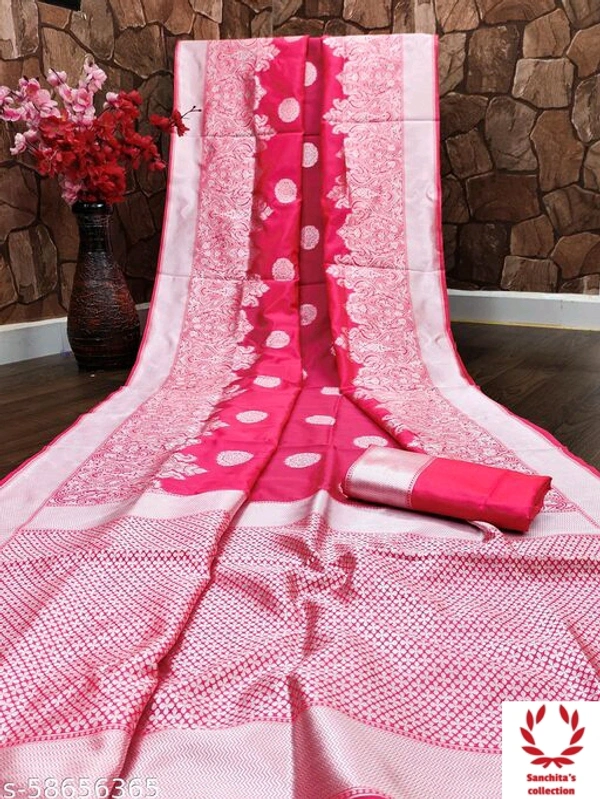 Stylish Benarasi Silk Saree - Deep pink